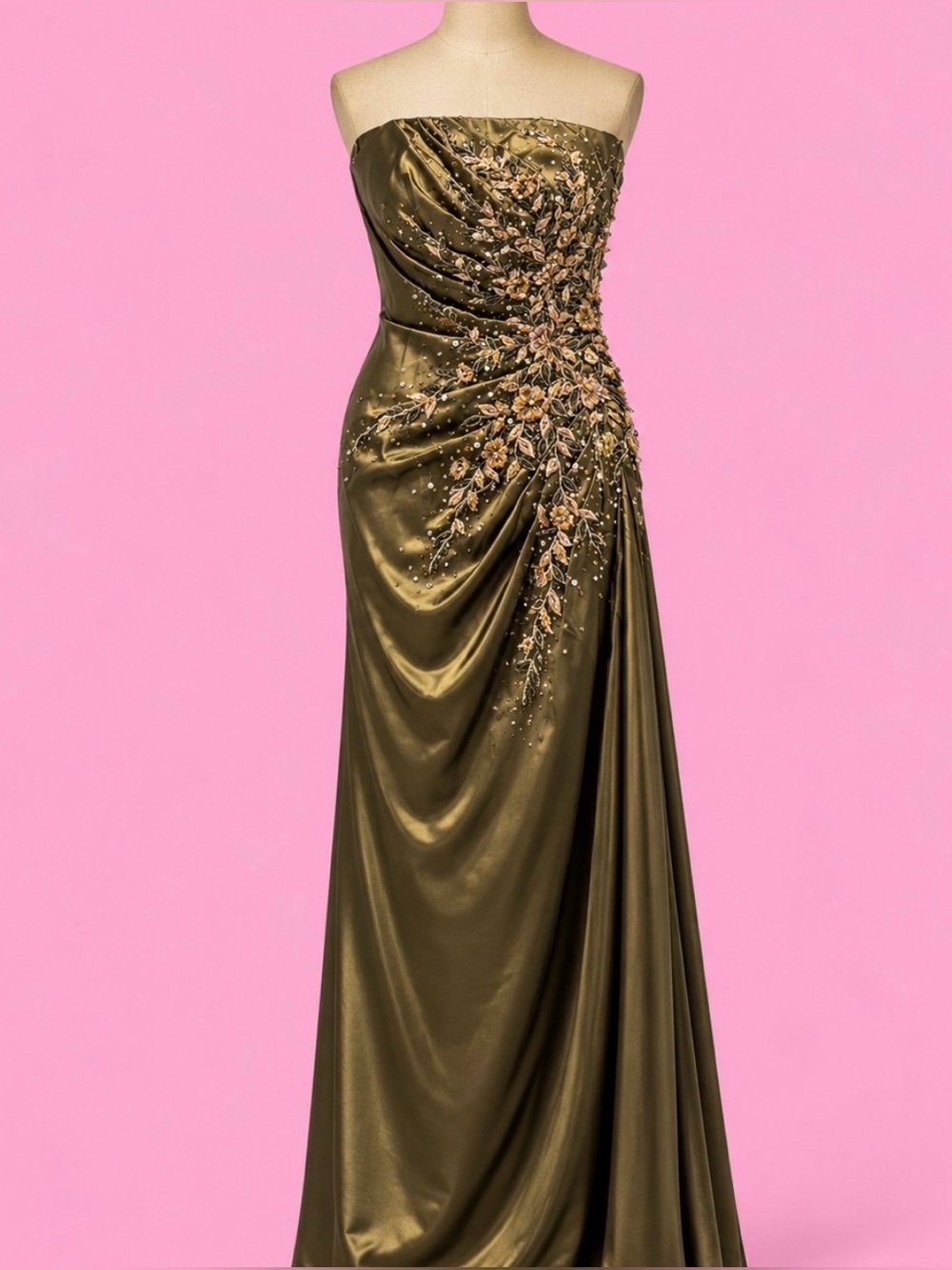 Stephen Yearick Hand-Beaded Silk Evening Gown 100% Silk Fairycore Whimsigoth-6
